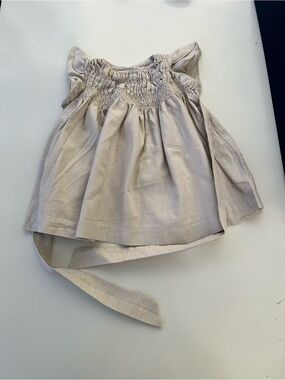 bella bliss Cream Smocked Flutter-Sleeve Dress